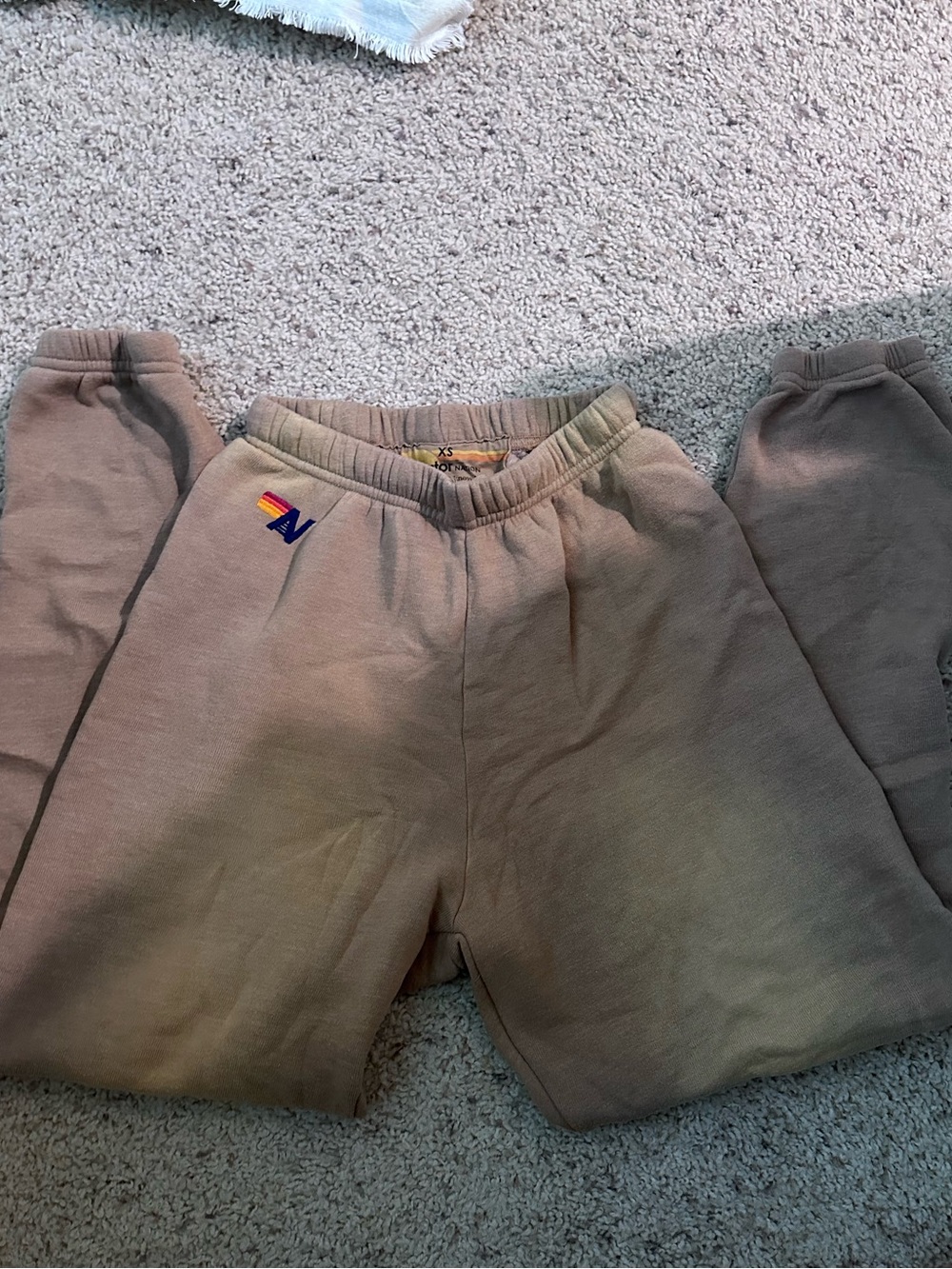 Aviator Nation Tan  Sweatpants with Small Stripe Logo